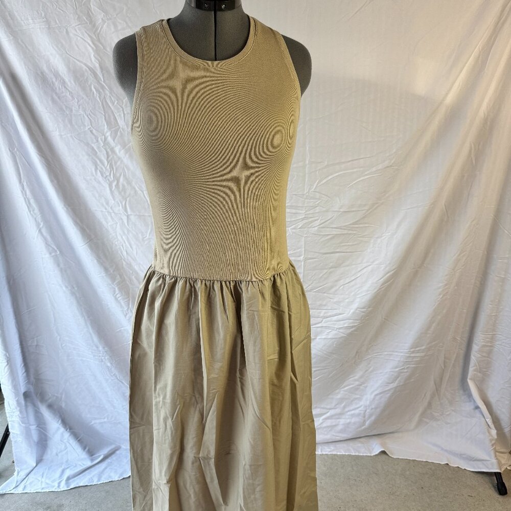 Mango Valvi Ribbed Top Maxi Dress, Tan